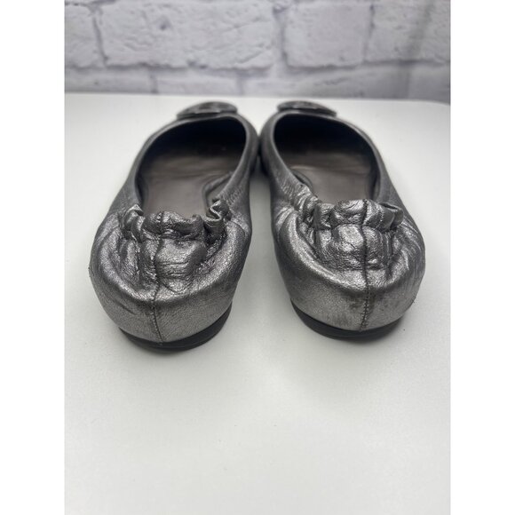 Tory Burch Ballet Flats Leather Silver Color Ladies Size 7 - Picture 7 of 12